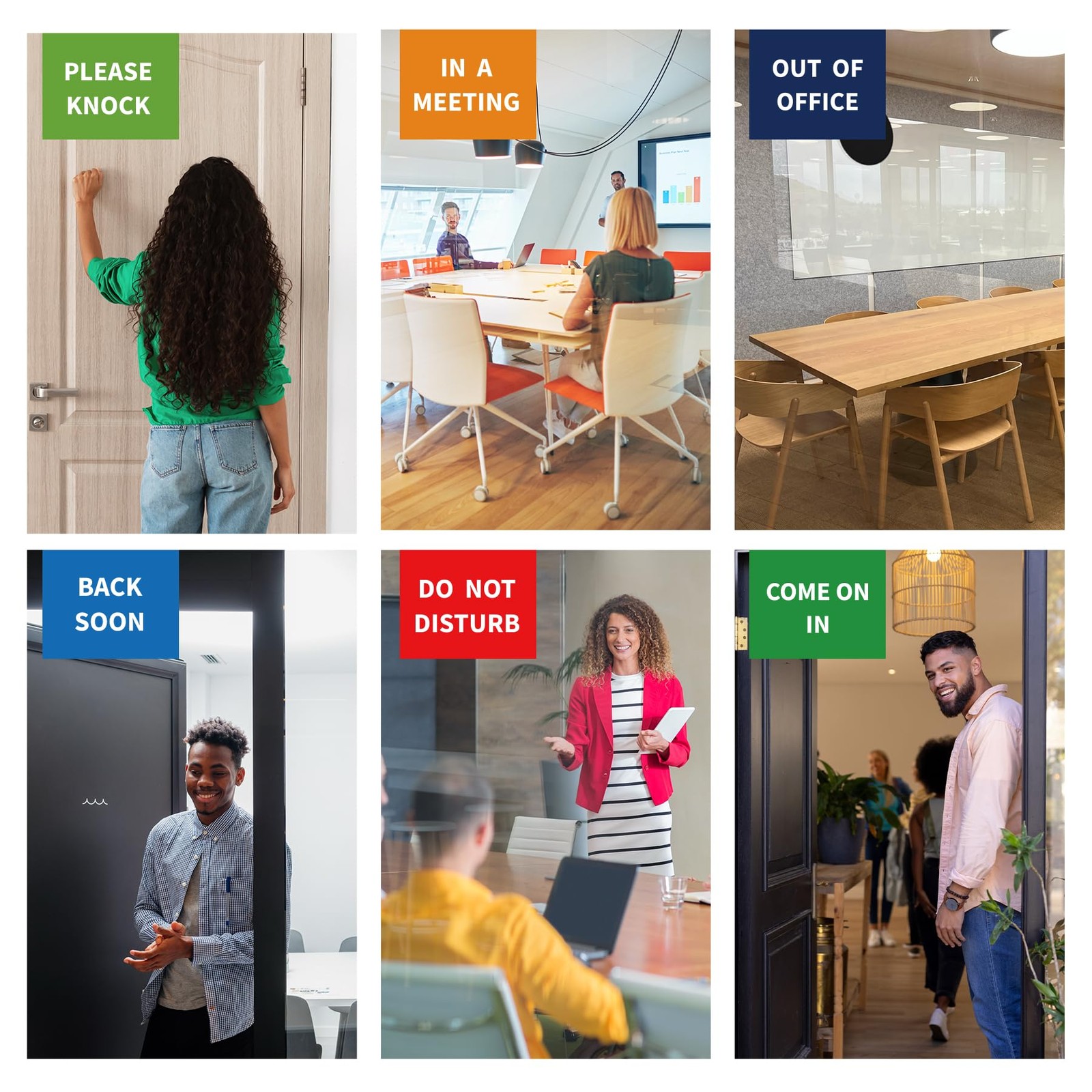 Office Door Signs 6 Options Do Not Disturb, In A Meeting, Out Of Office, Come…