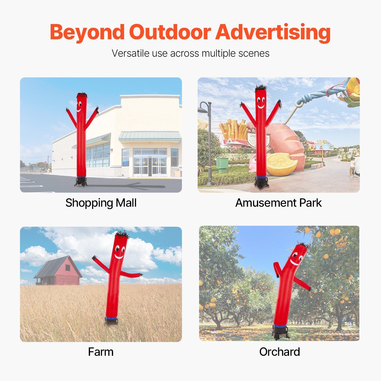 20ft High Visibility Inflatable Dancer 1HP Quiet Blower IPX3 Rated
