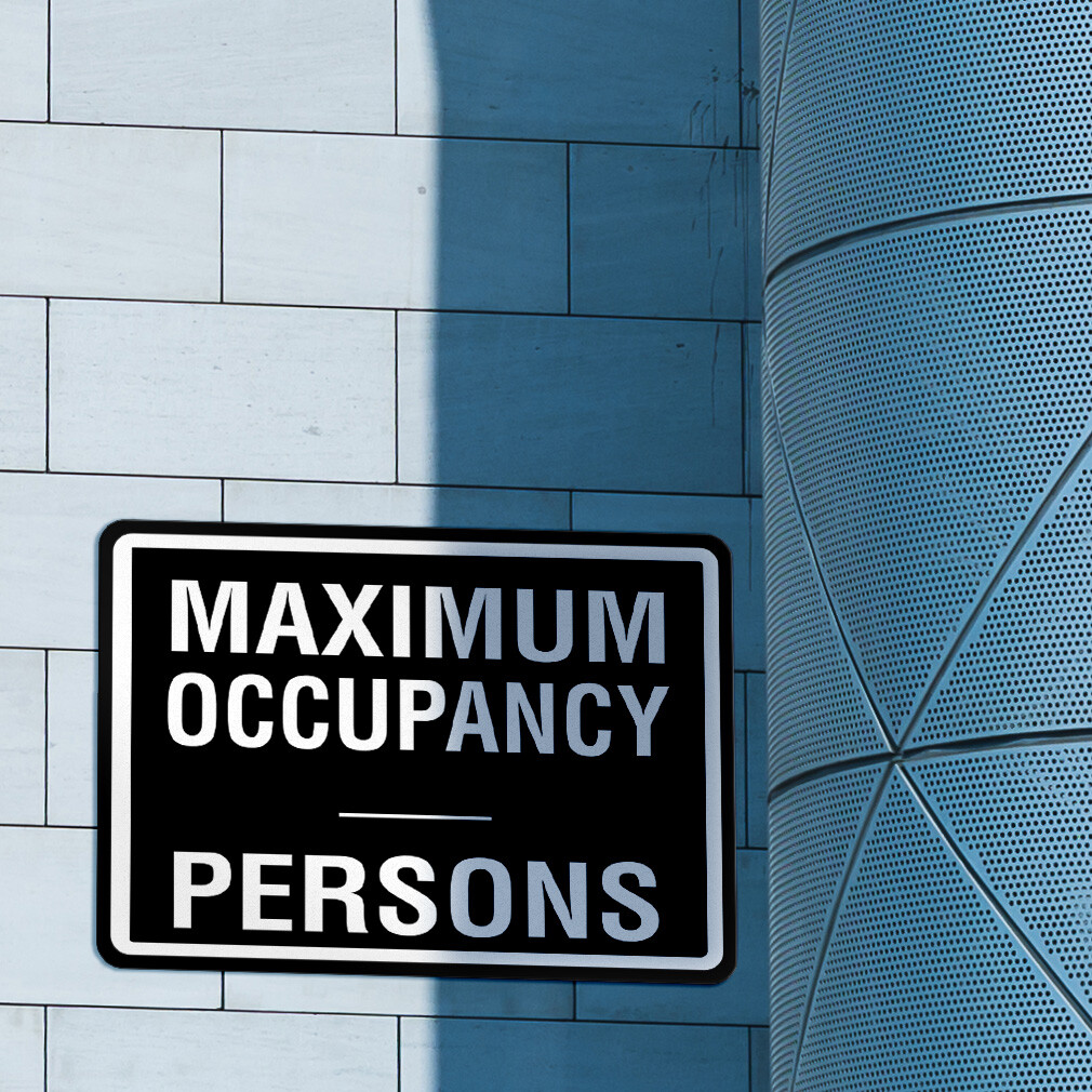 Horizontal Metal Sign Maximum Occupancy Persons Activity Pool White Rules