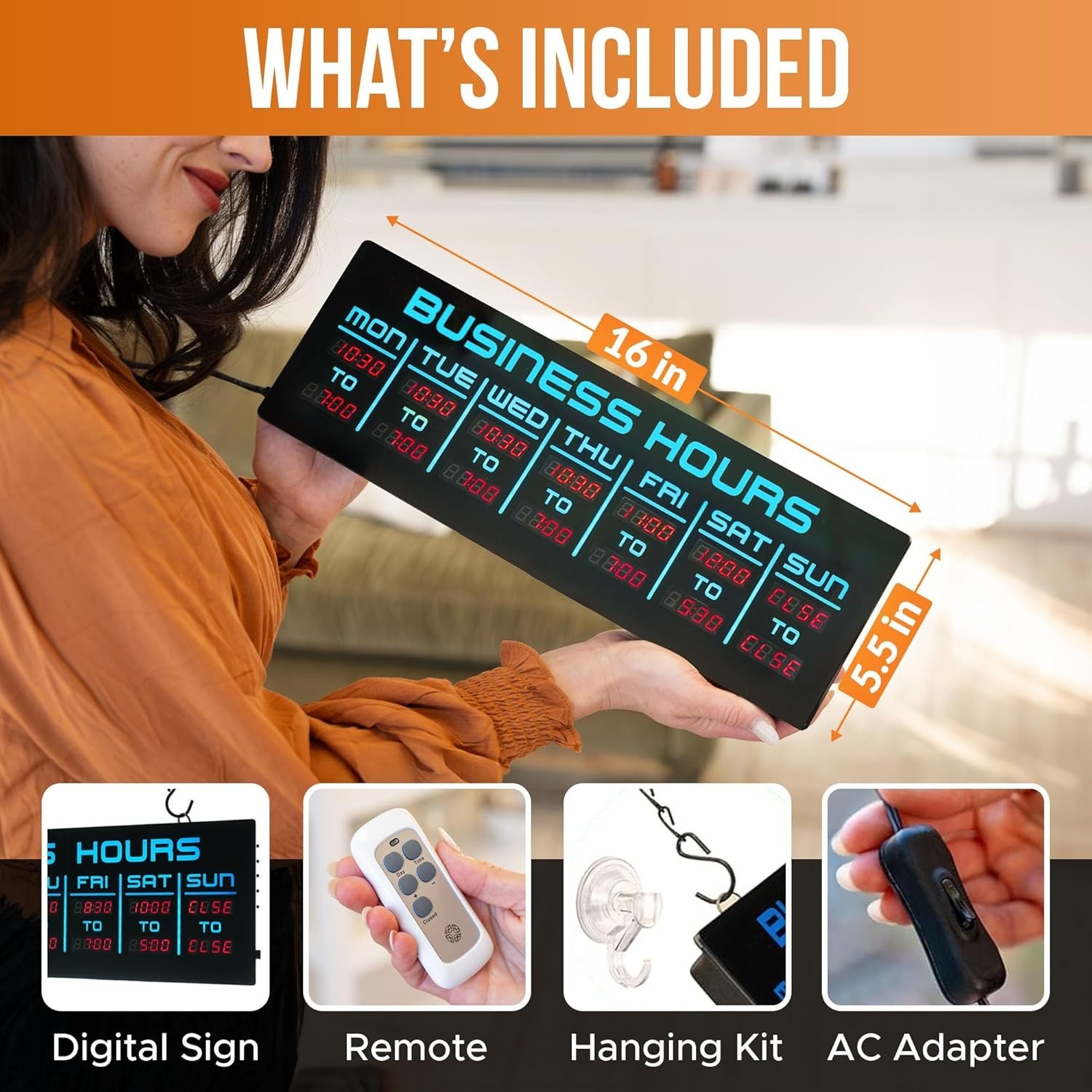 Digital Business Hours Sign by – Electronic Programmable Hours of Operation Sig