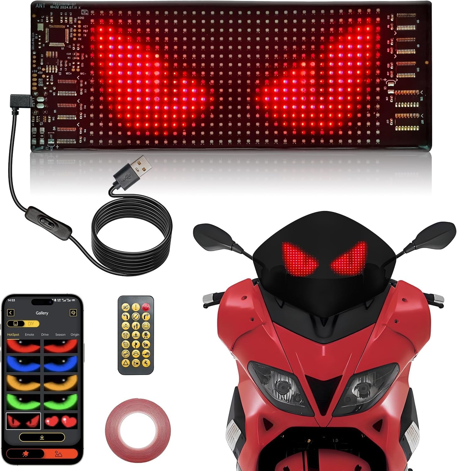 Waterproof Programmable LED Display – Flexible Windshield Eyes for Cars & Trucks