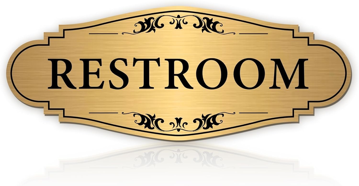 Waterproof Gold Restroom Sign – Unisex Design for Home & Business