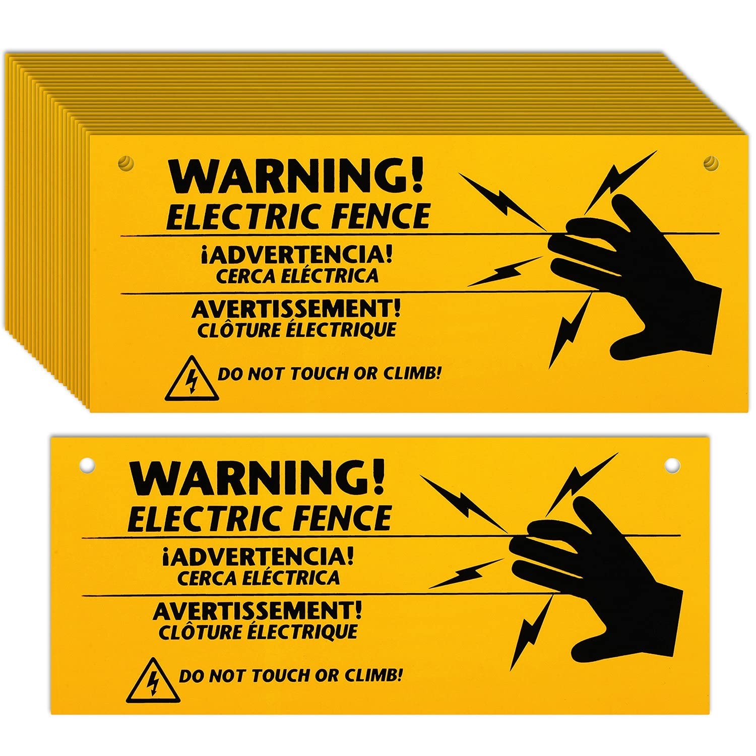 Blulu 24 Pieces Electric Fence Warning Signs 10 x 4 Inch Plastic Danger Elect…