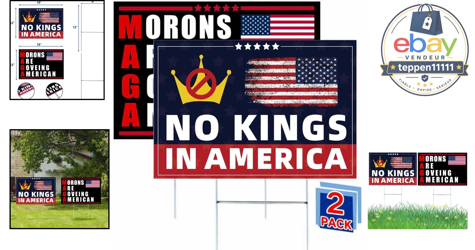 No Kings In America Sign 12&Prime;x18&Prime; Yard Signs 2-Pack