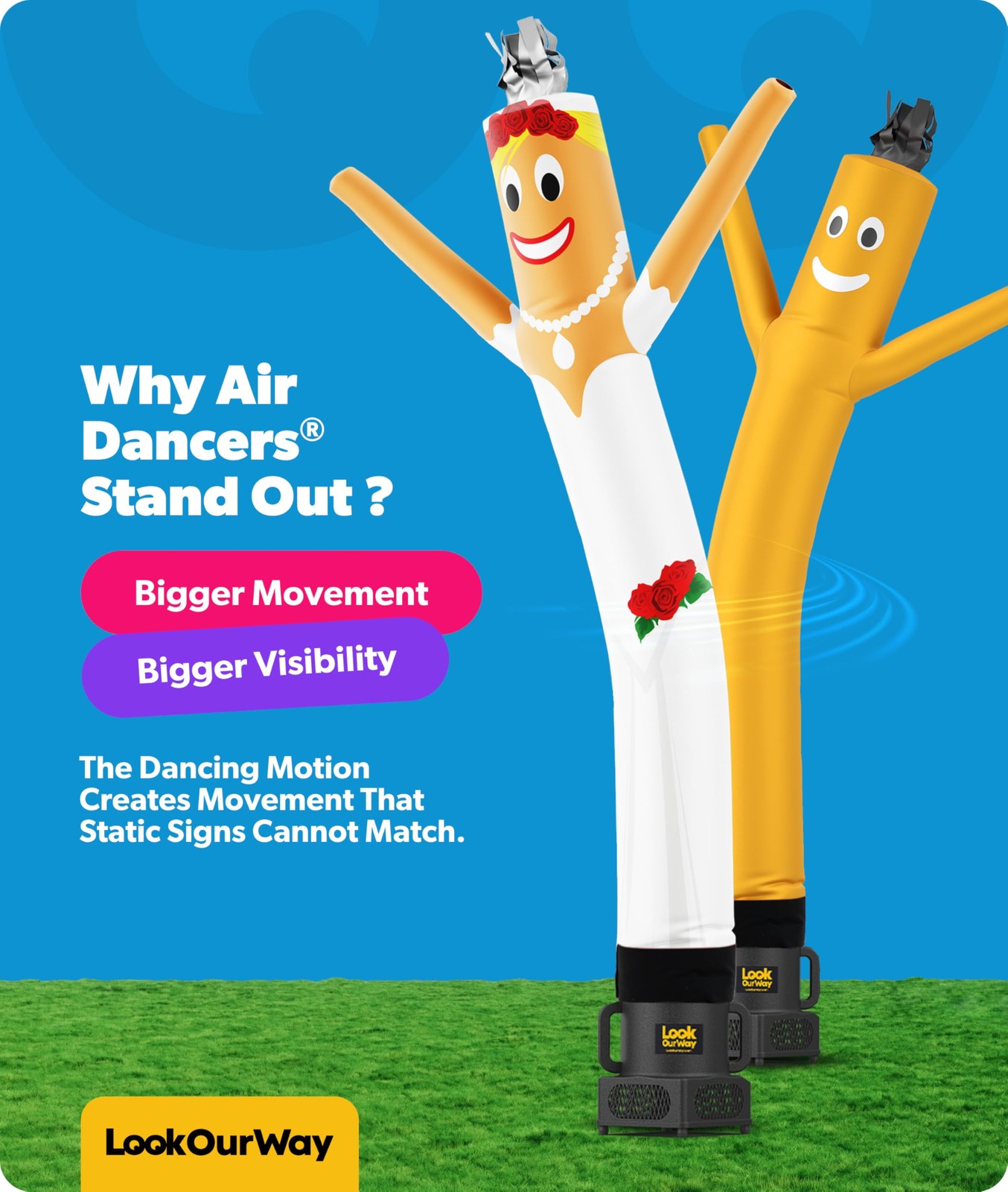 Lookourway Air Dancers Wacky Waving Inflatable Tube Man Attachment – 6 Feet