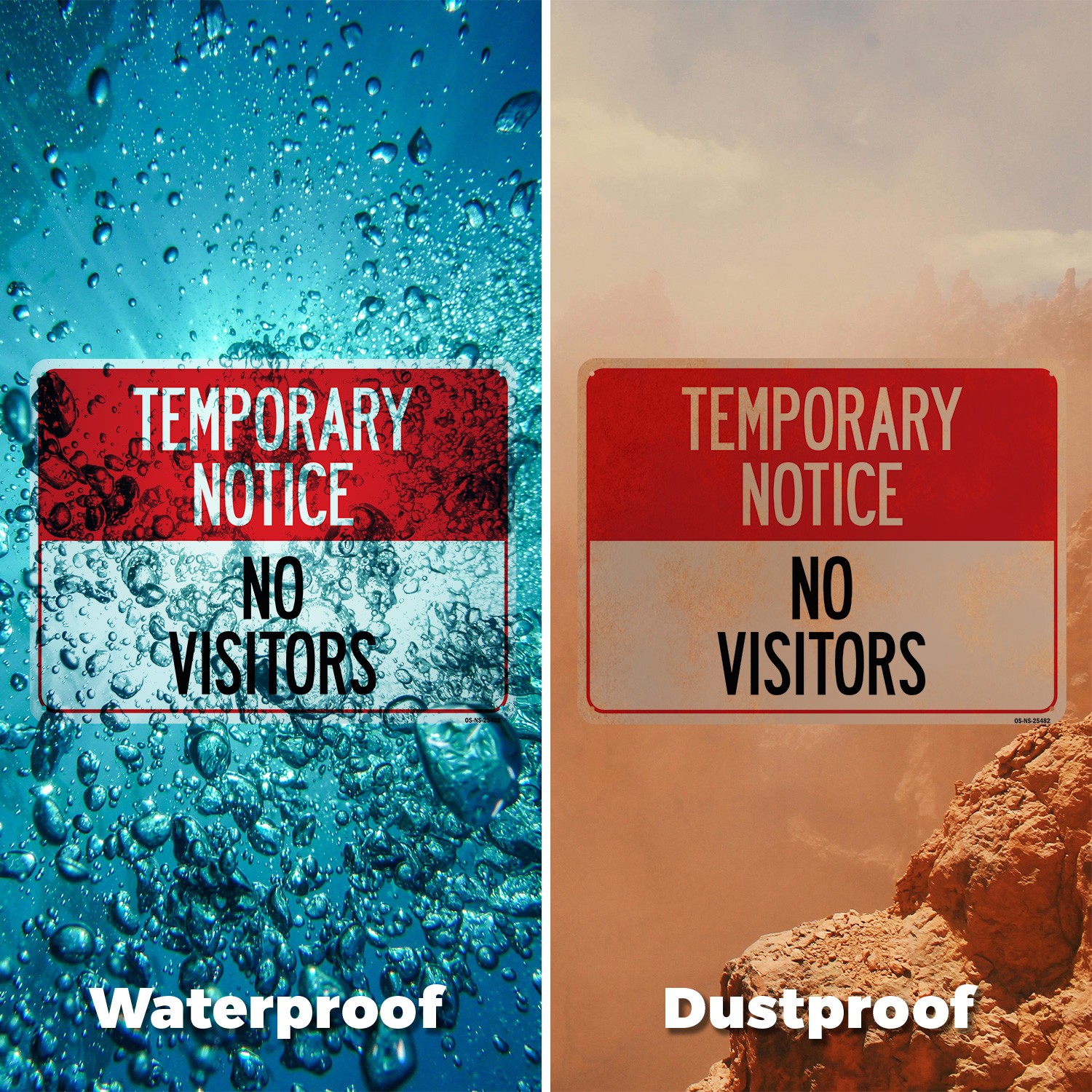 Temporary Notice No Visitors Public Safety Sign Metal,, Decal 5 or 10 Pack