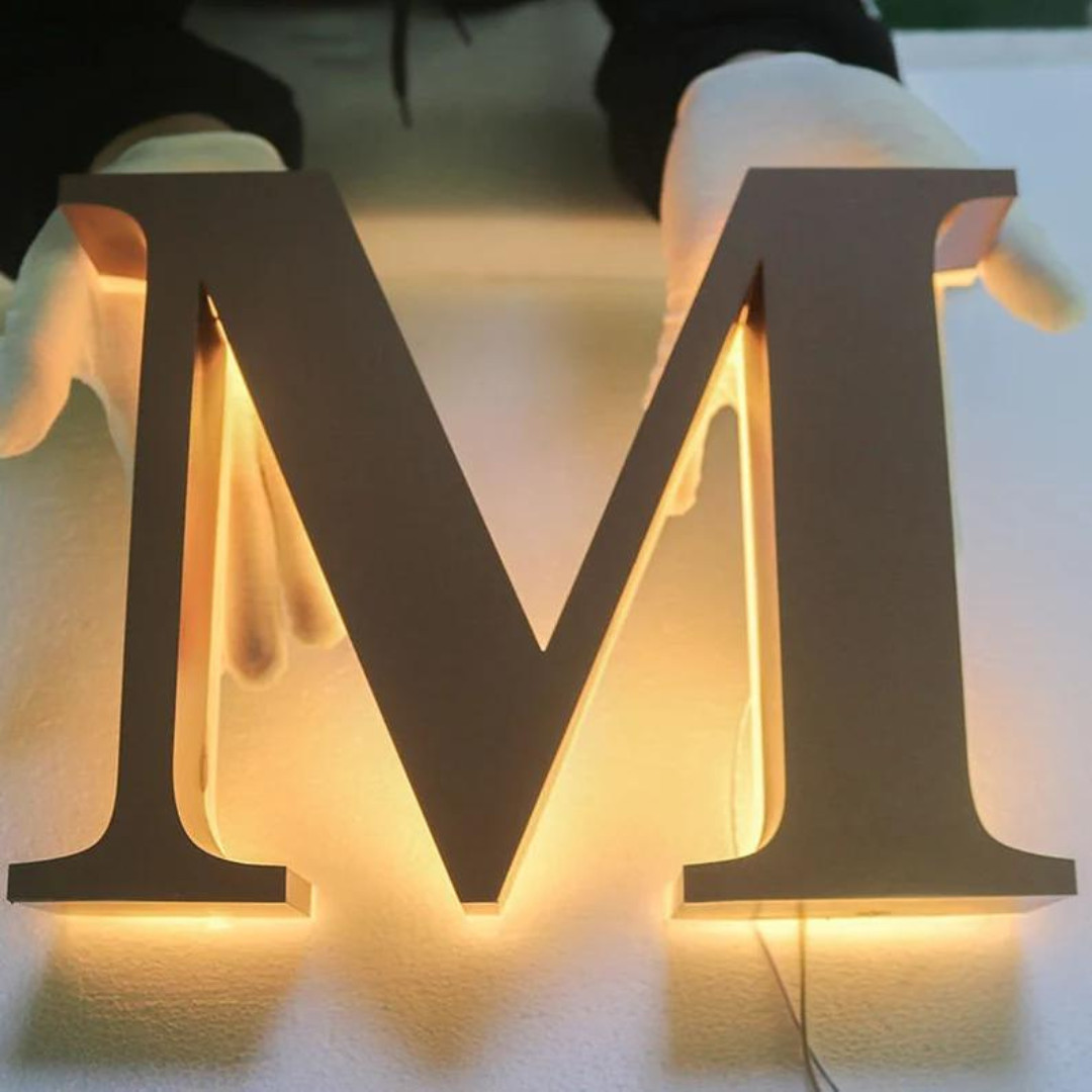 Custom Business 3D Metal Signage LED Backlit Stainless Steel Company Logo Signs