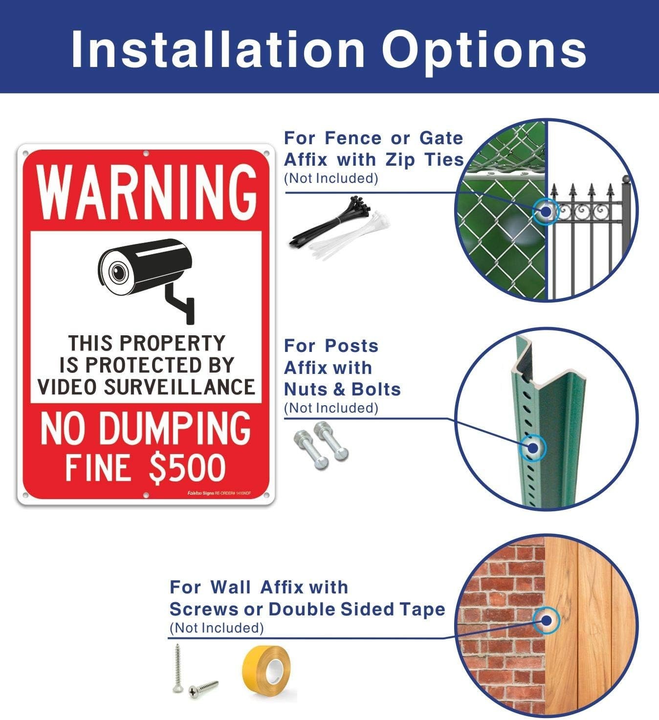 2 Pack Warning Surveillance Signs