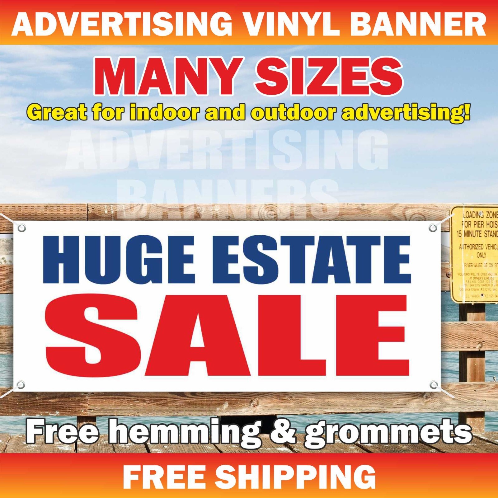 HUGE ESTATE SALE Advertising Banner Vinyl Mesh Sign office space home realtor