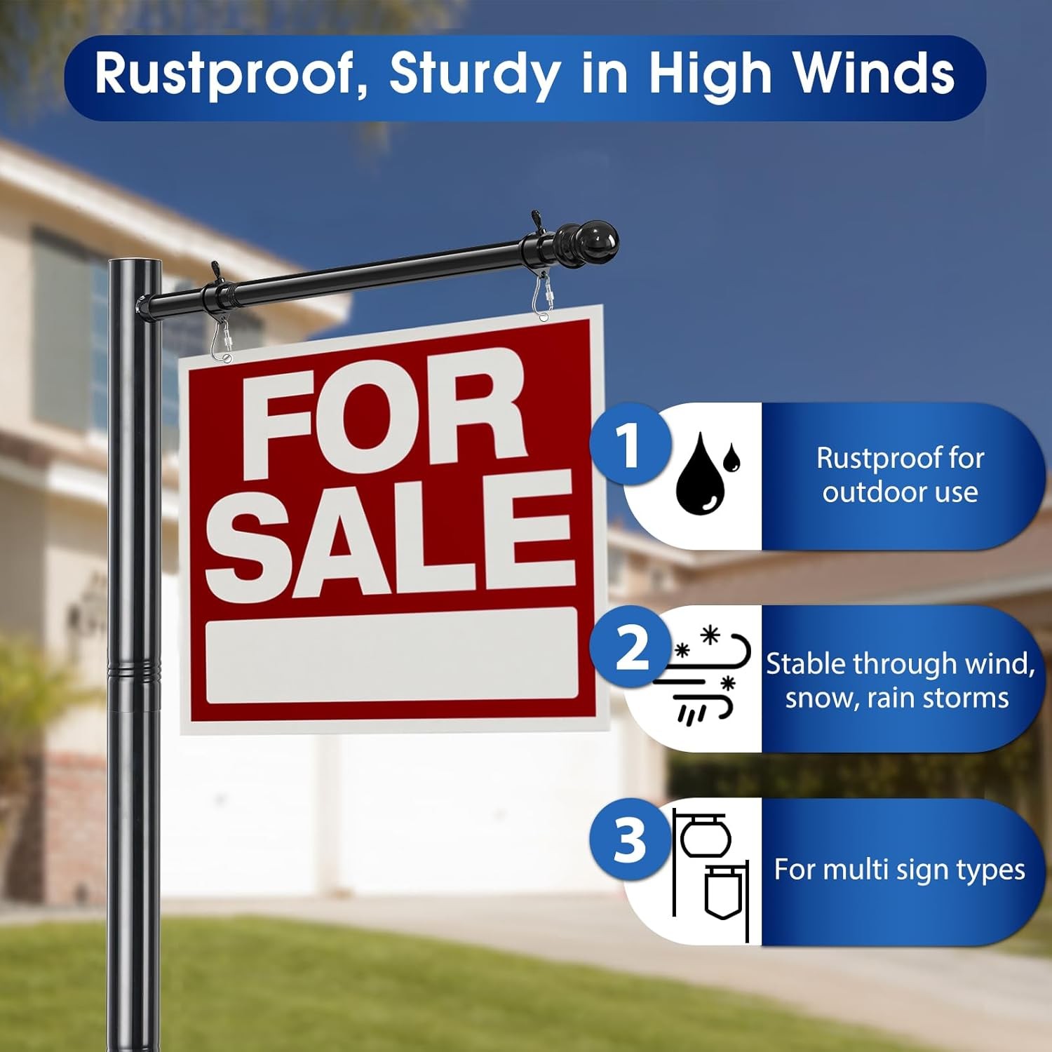 Estate Sign Posts, 7FT Tall Metal Real Estate Sign Posts for Sale Yard Signs up