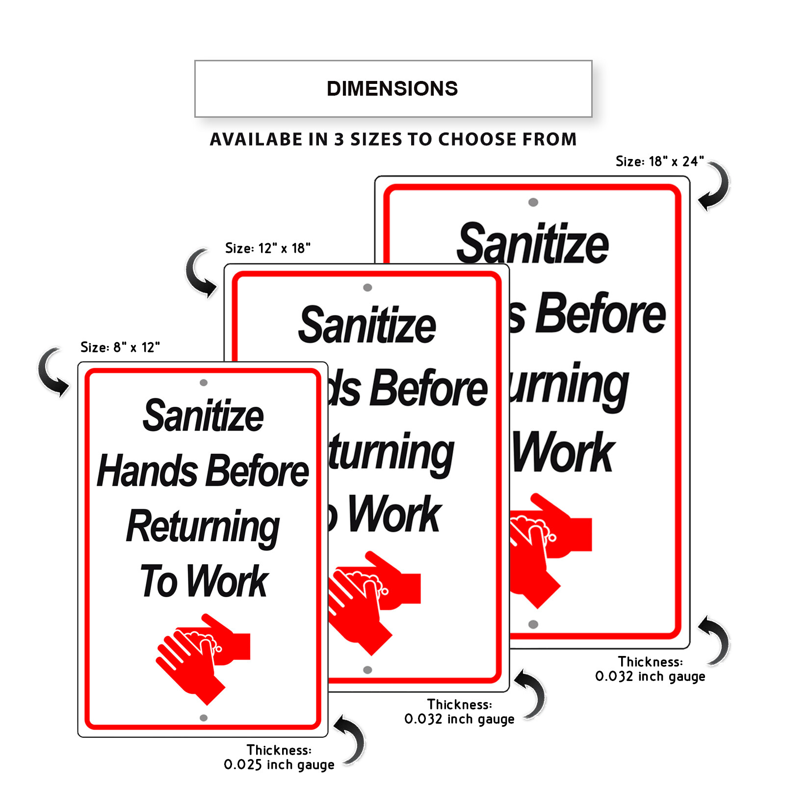 Please Wash Or Sanitize Hands Before Returning To Work Aluminum Metal Sign