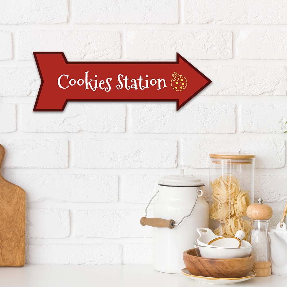 Arrow Shape Plus Cookies Station 12×4&Prime; Wall or Door Sign | Christmas