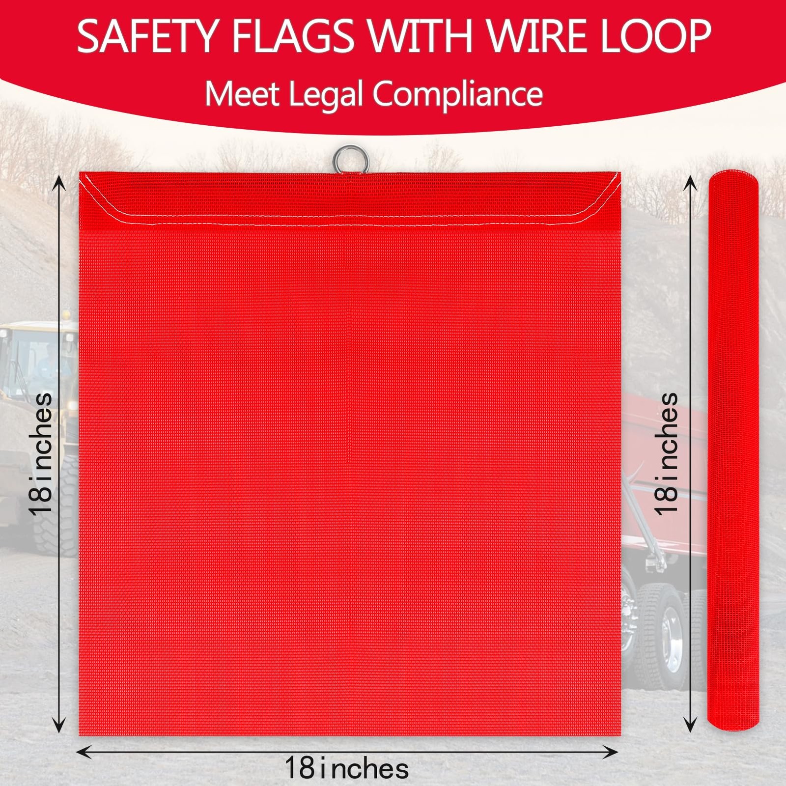 Nvaav 4-Piece 18 X 18 Inch Red Mesh Safety Warning Flag For
