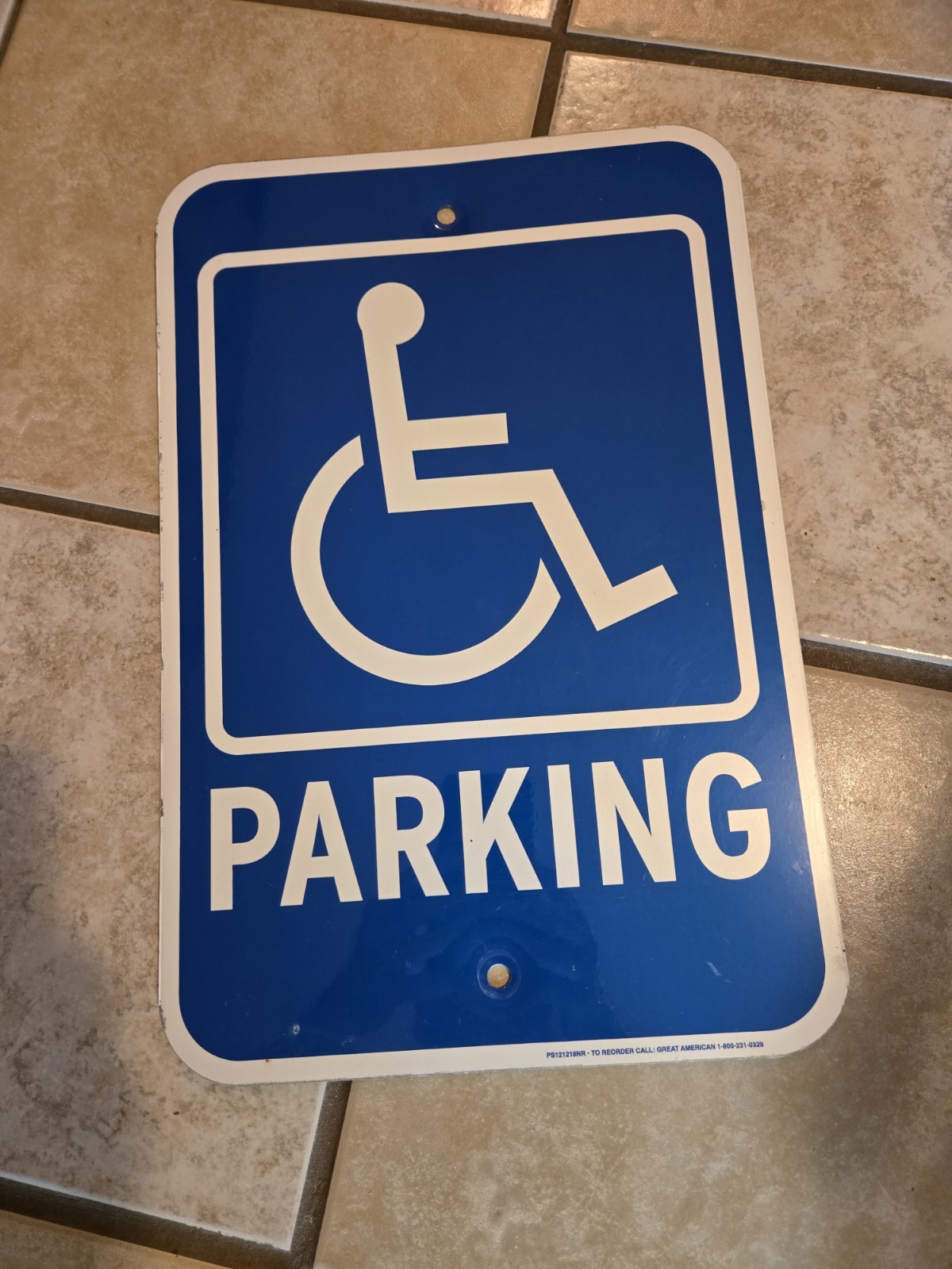GREAT AMERICAN Handicap Parking Metal Sign 12&Prime; x 18&Prime; 2 Pre Drilled Holes Glossy