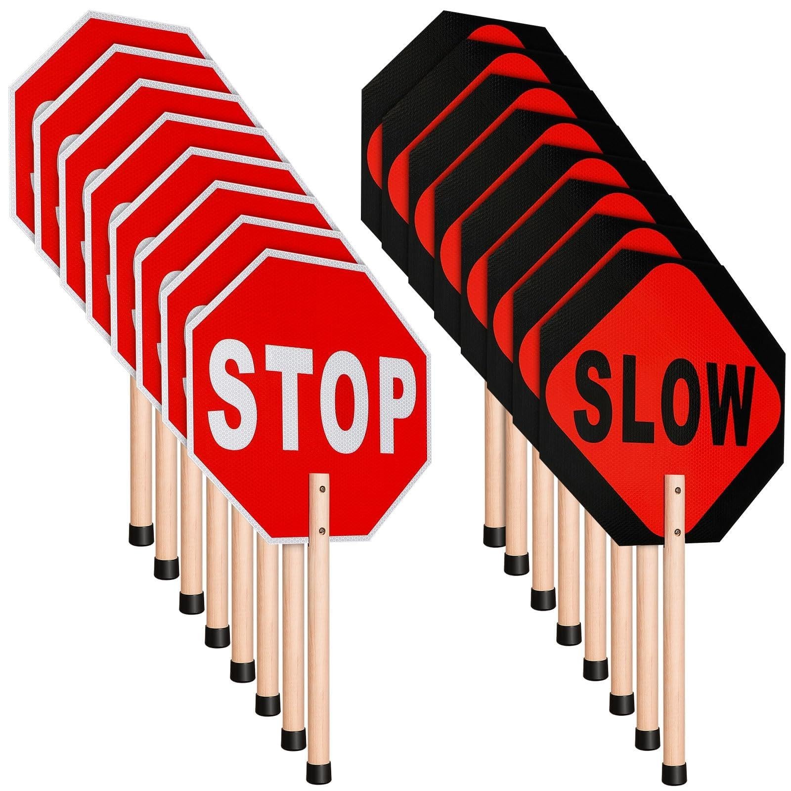 Stop Slow Sign Handheld Stop Sign with Handle 13 x 13 Crossing Guard Stop