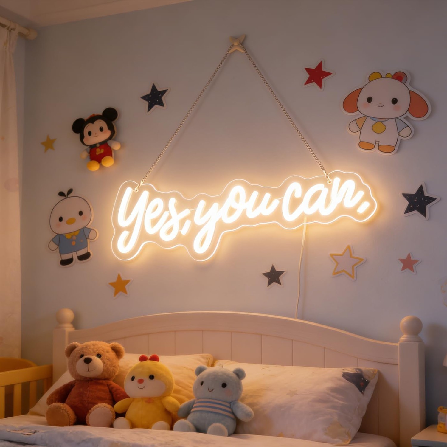 « Yes, You Can » LED Neon Sign Words Light Up Signs for Room Wall Art Decor, In…