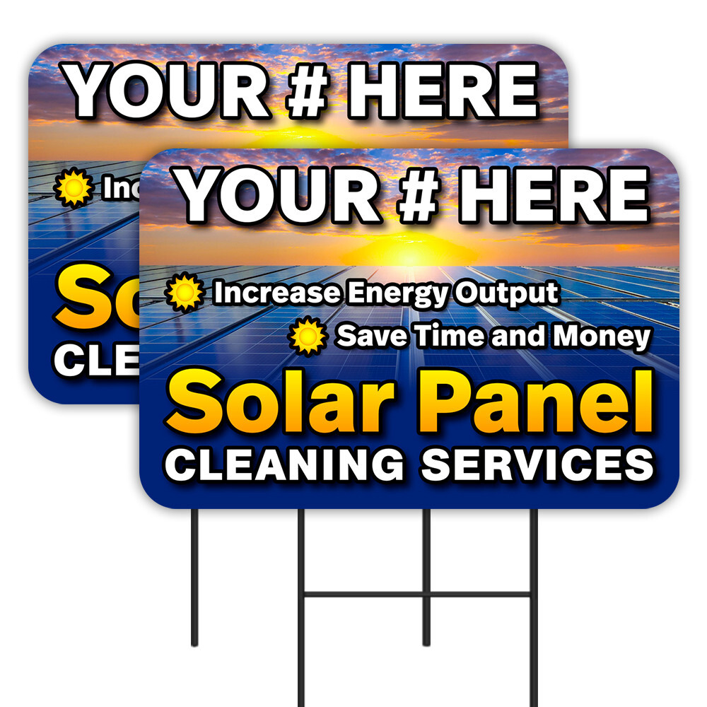 Solar Panel Cleaning Services – Customizable Phone Number 2 Pack Double-Sided Ya