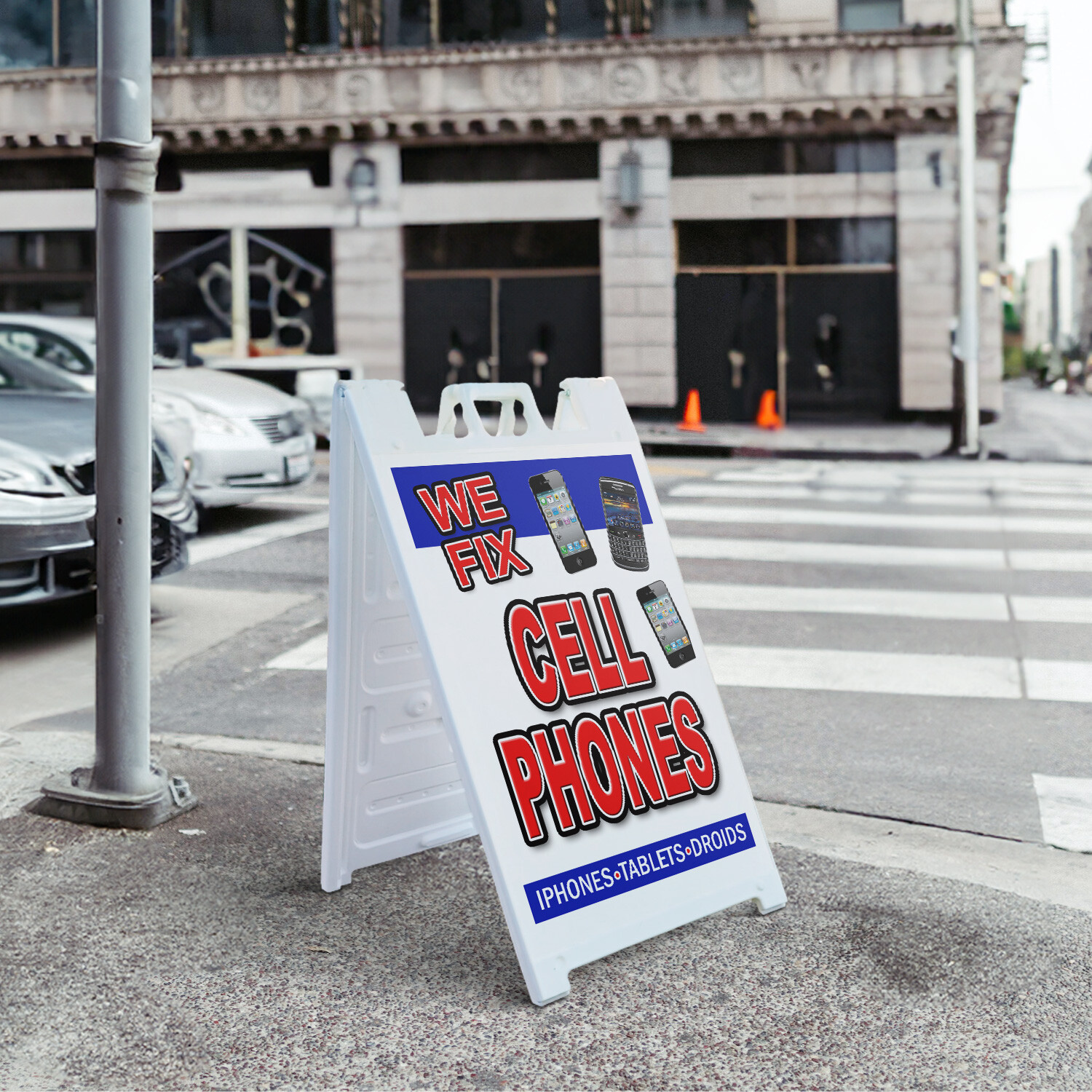 A-frame Sidewalk We Fix Cell Phones 24&Prime; x 36&Prime; Double Sided A-Frame Sidewalk Sign