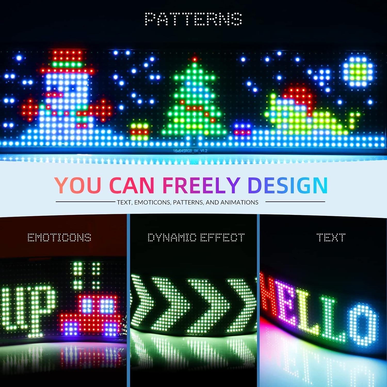 Scrolling Bright Advertising LED Signs, Flexible USB 5V LED Car Sign Bluetoot…