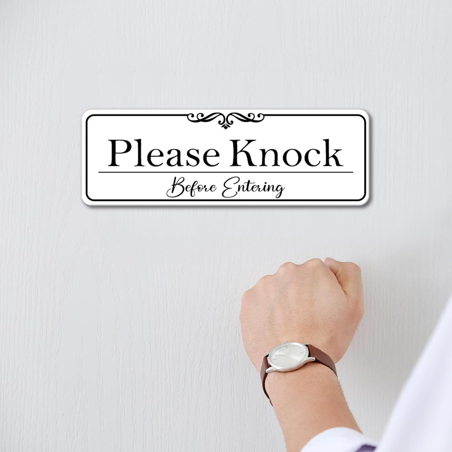 9X3 Inch Please Knock before Entering Sign, Acrylic Self