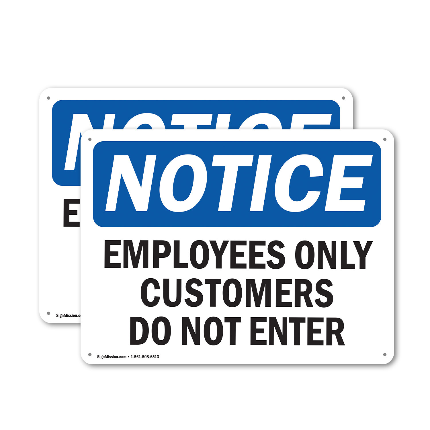 (2 Pack) Employees Only Customers Do Not Enter OSHA Notice Sign Decal Metal