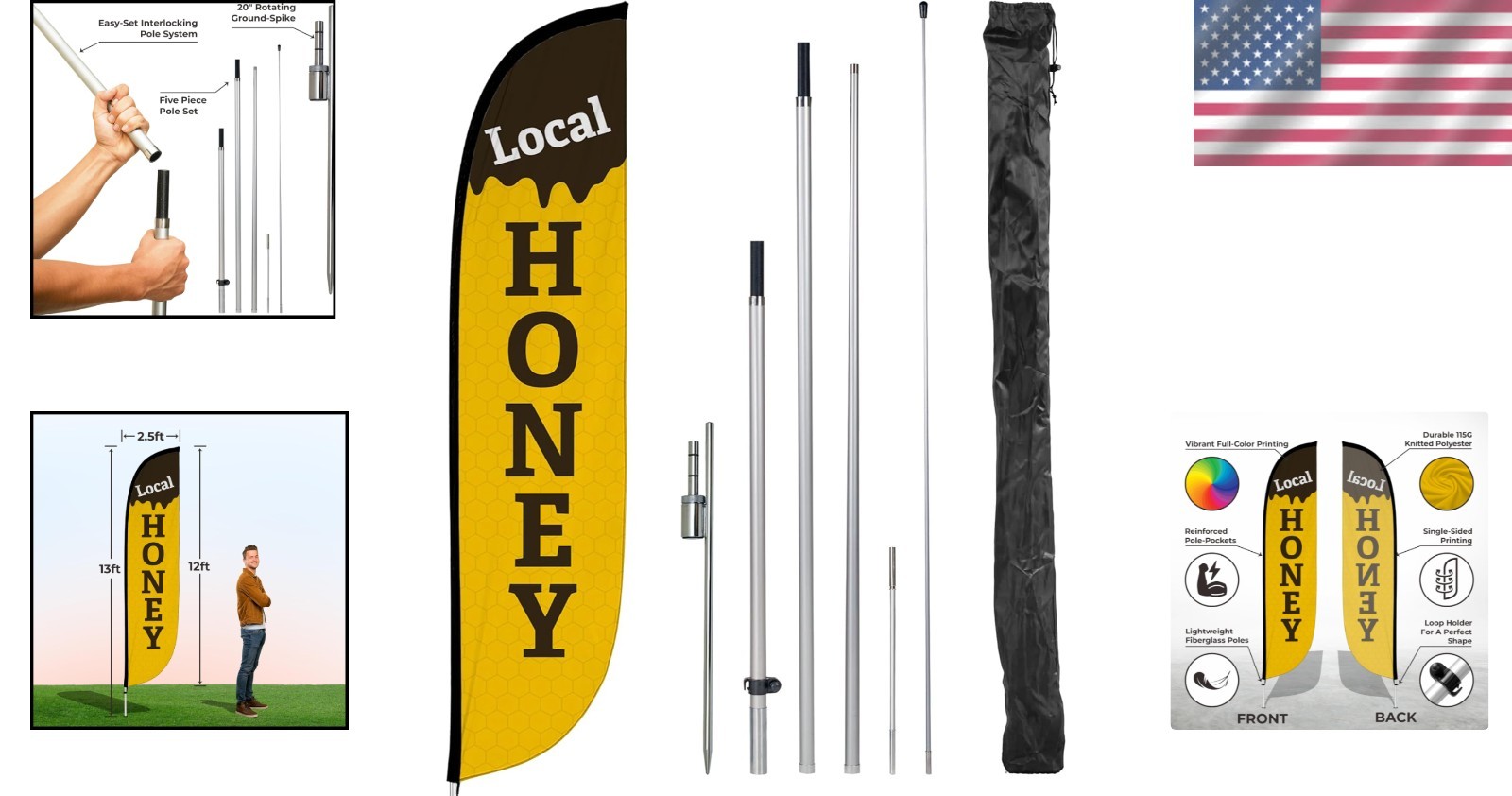 12ft Feather Flag Pole Kit – Business Advertising Banner