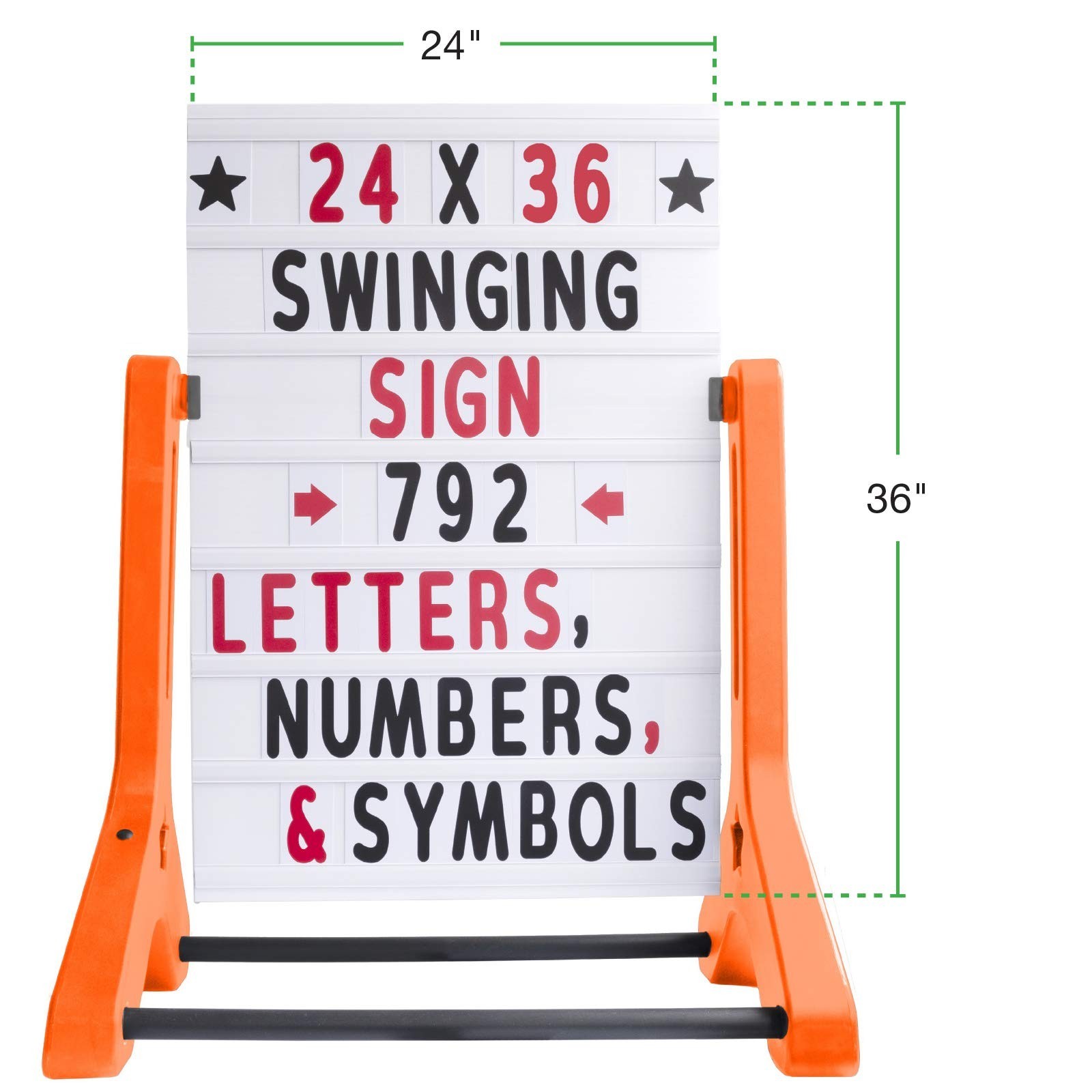 EXCELLO GLOBAL PRODUCTS Swinging Changeable Message Sidewalk Sign: 24&Prime; x 36&Prime; …