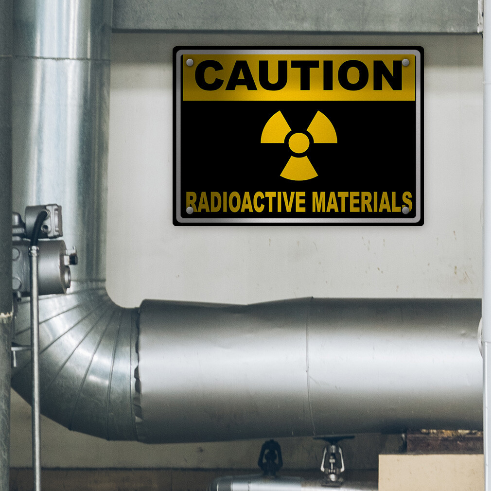 Aluminum Horizontal Metal Sign Caution Radioactive Materials Biohazard