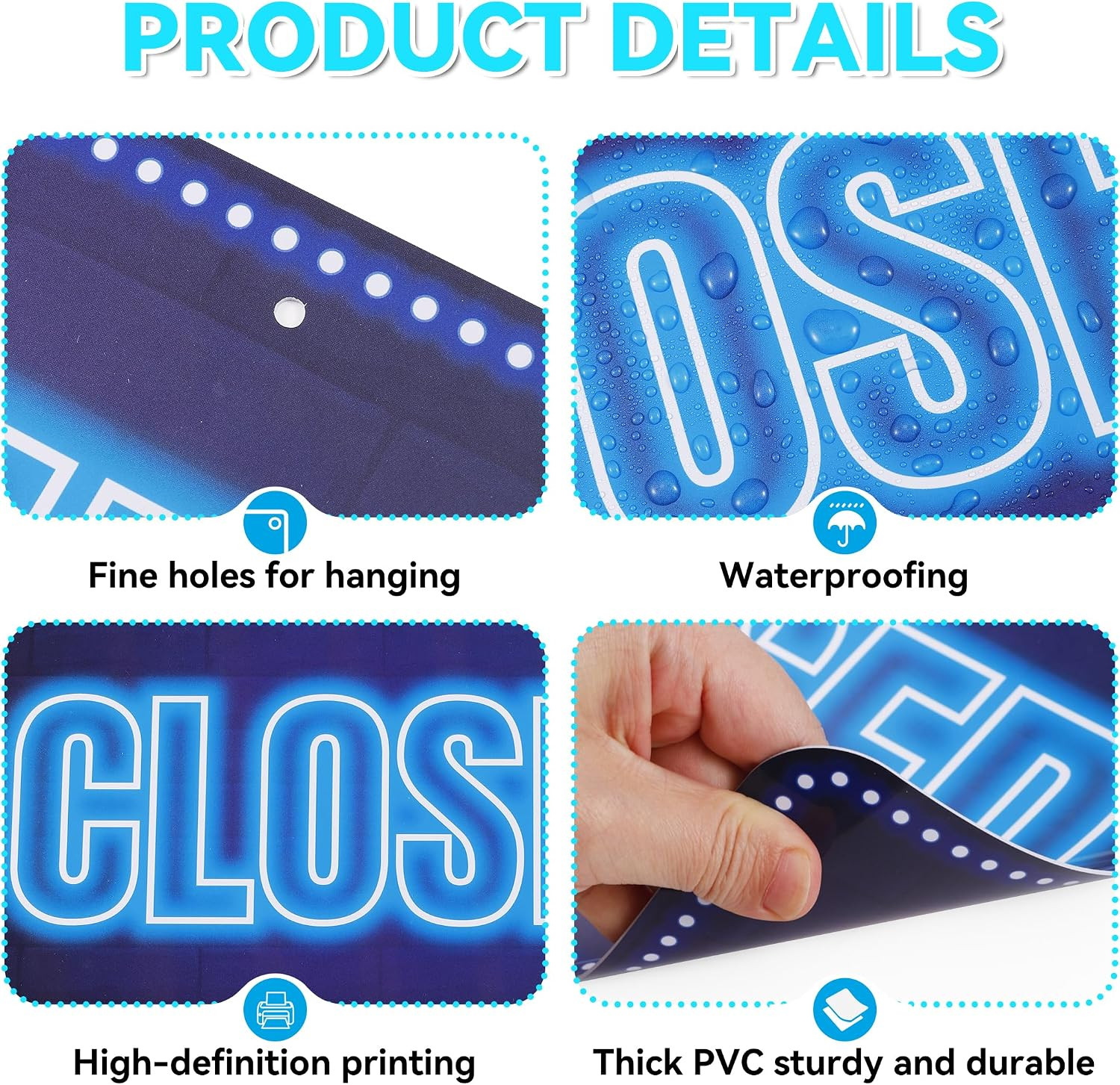 Open Closed Signs for Business, 12×6.7 Waterproof Double Sided We Are Open or Cl