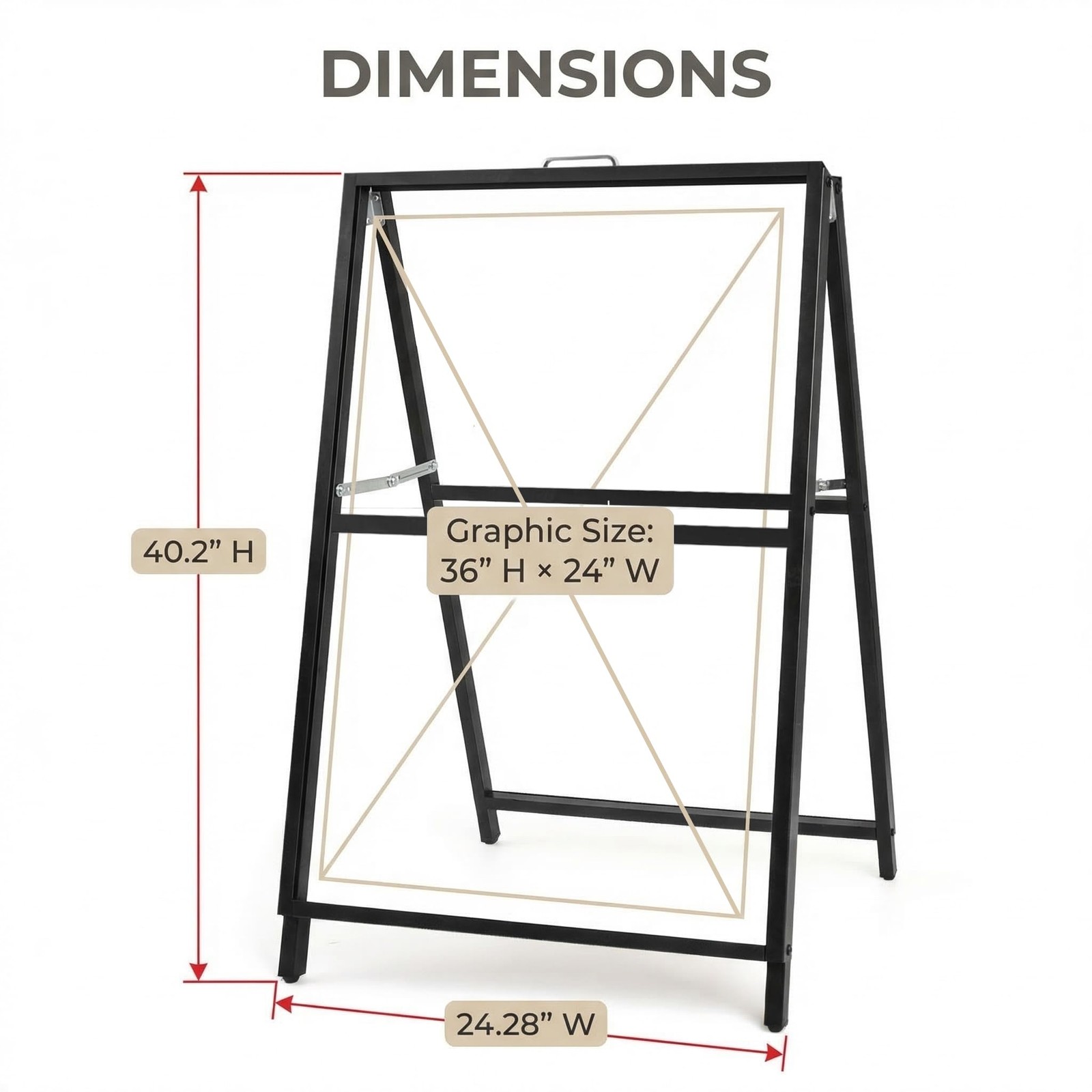 24 x 36 Inch Frame Double-Sided Folding Sandwich Board Heavy Duty Sidewalk Sign