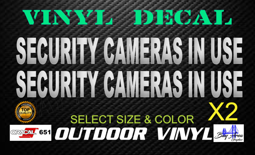 Security Cameras In Use Sticker 2 Pack Outdoor Window Vinyl Sign USA