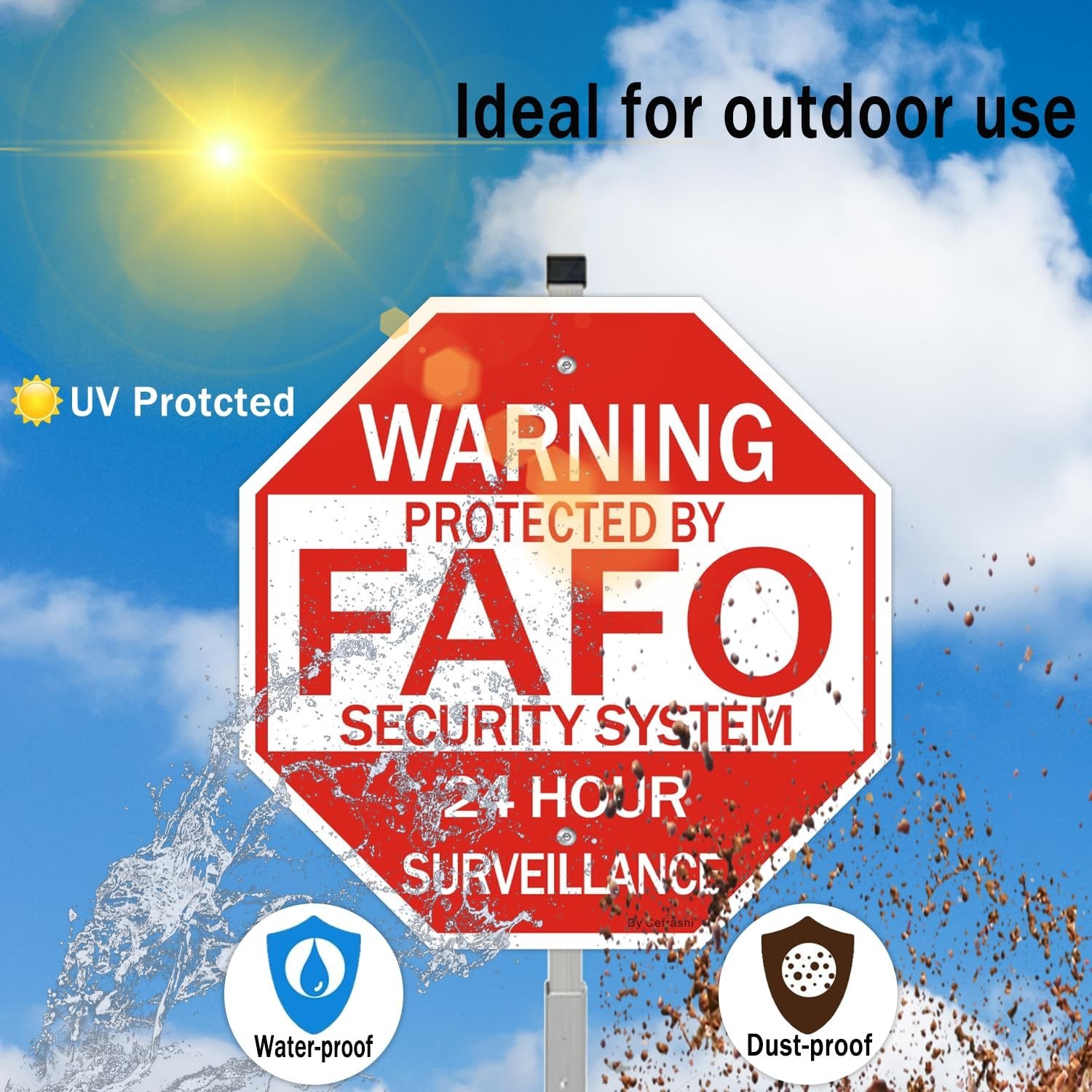2 Pack Reflective Home Security Signs with 36&Prime; Metal Stakes – Waterproof, UV Pro