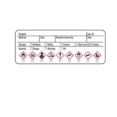 NEVS GHS-0006 GHS Label – Reagent Exp Dt Made by Date 1-1/8&Prime; x 3&Prime;