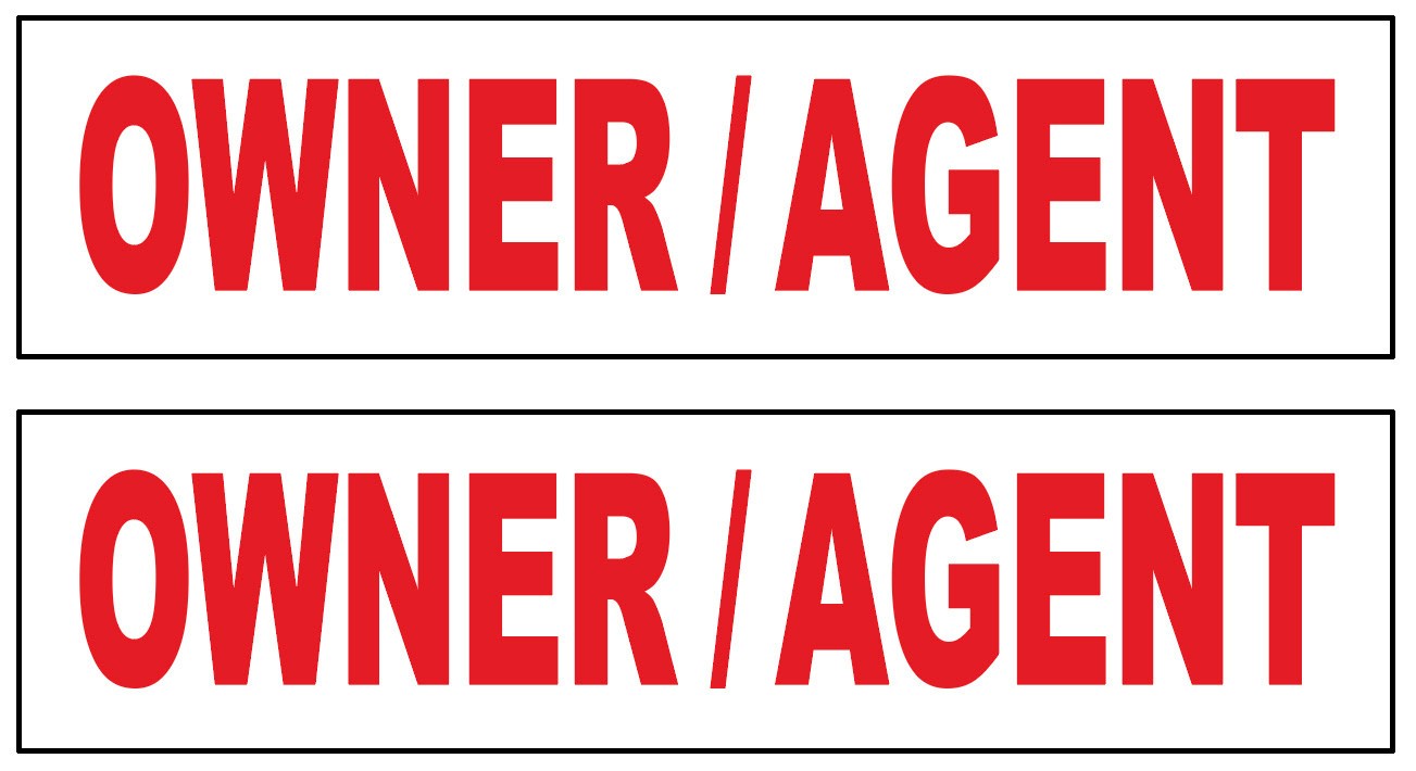2 Pack 6×24 Inch OWNER / AGENT Real Estate Rider Corrugated Plastic Sign wrb