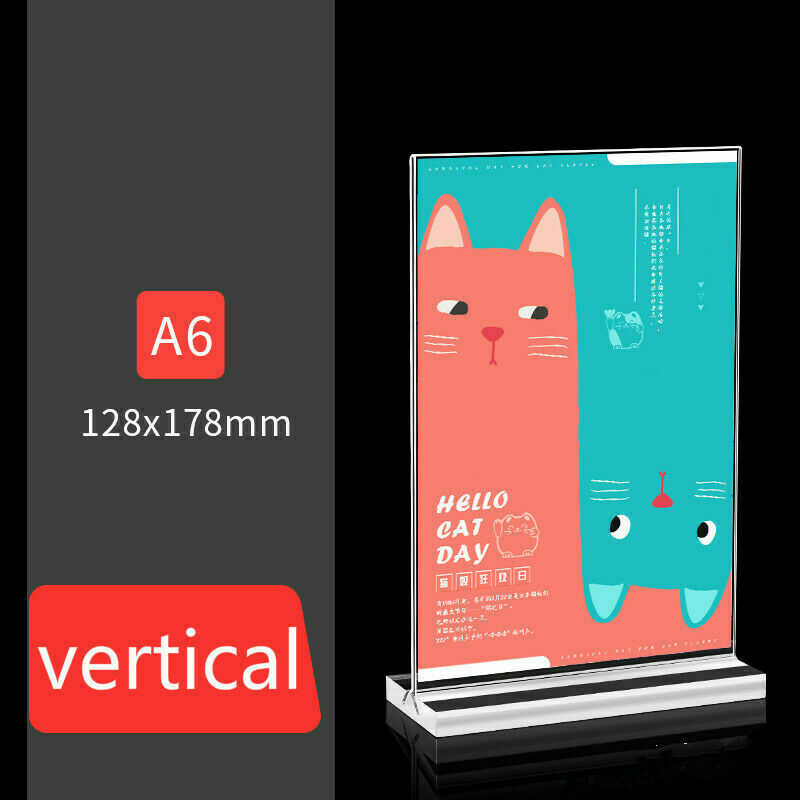 2X Acrylic T Display Stand Advertisement Menu Poster Leaflet Perspex Holder NR9