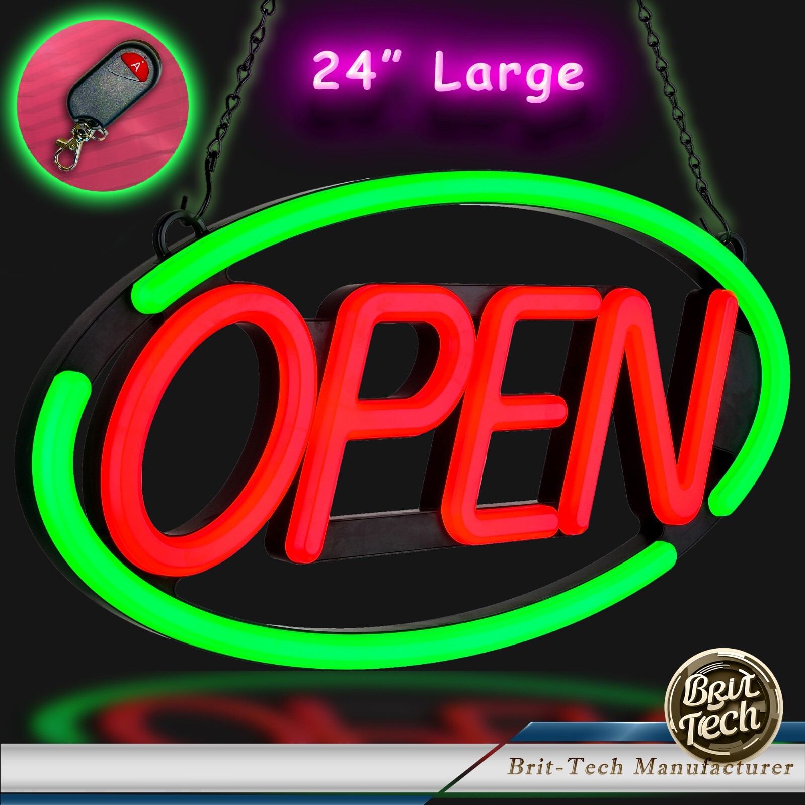 Large LED Open Sign 24&Prime; Neon Bright Light for Business Restaurant Bar Store Shop