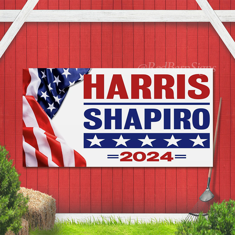 Made in USA, not China! Kamala Harris Shapiro Banner Sign 2024