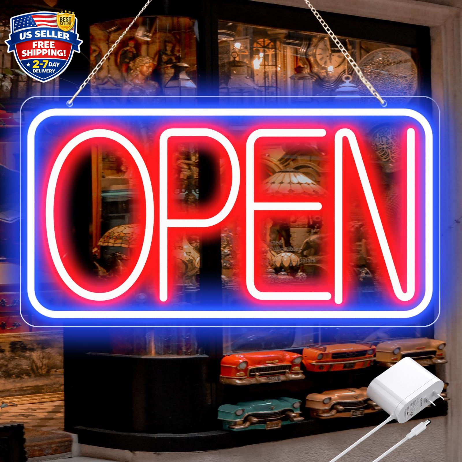 16.5&Prime; X 9&Prime; Led Neon Open Signs for Business Ultra Bright Plug In Electric Light