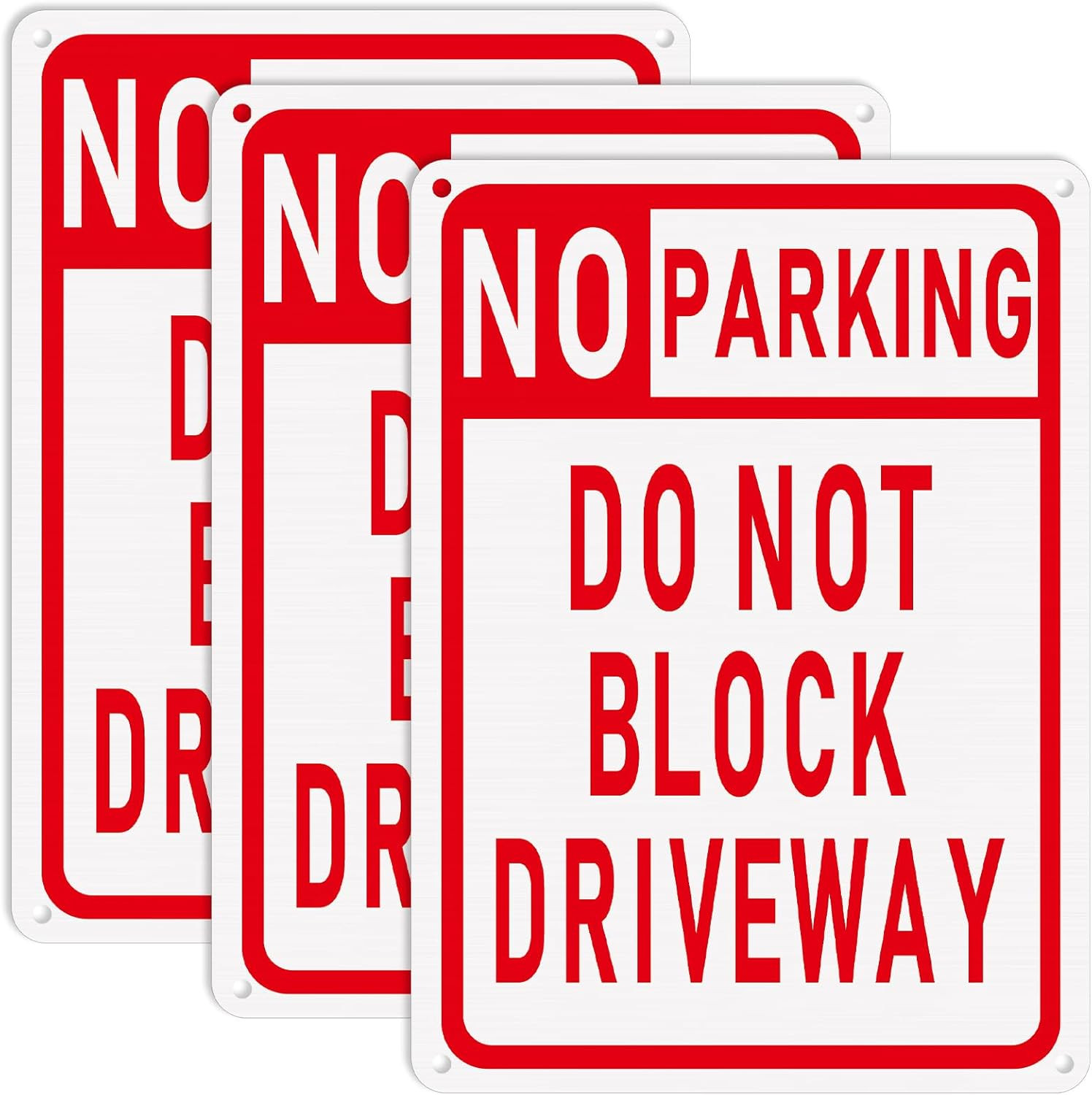3 Pcs No Parking Sign Do Not Block Driveway 10 x 14 Inches Aluminum Metal Privat