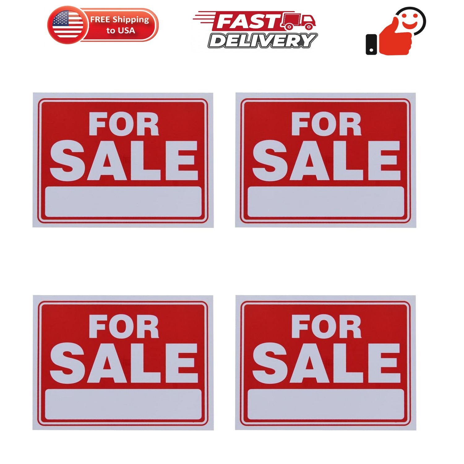 for Sale Sign 9 x 12 Inch – 4 Pack