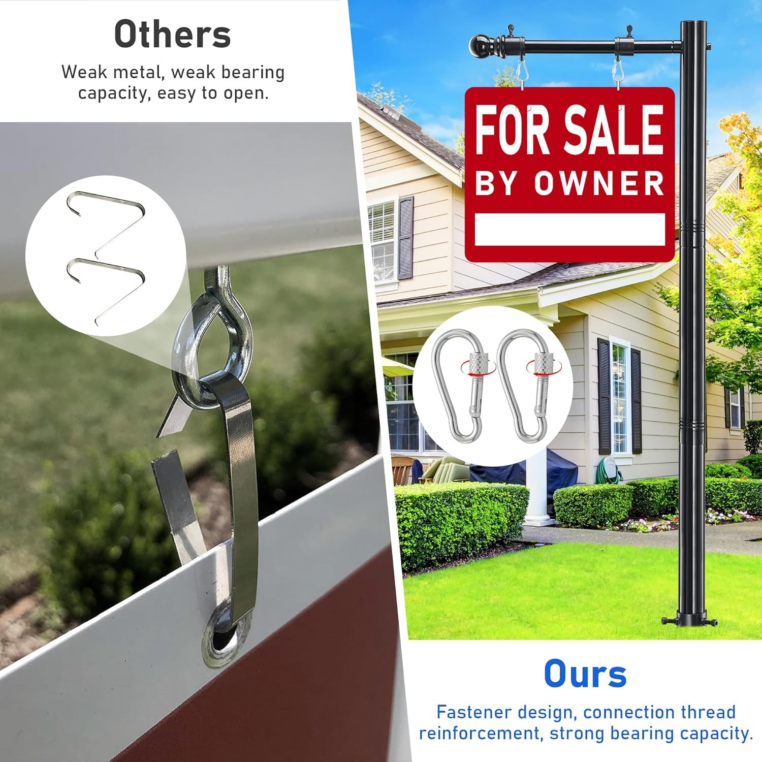 Real Estate Sign Post, 100 Inch Realtor Yard Sign Post for Sale Signs, Rent Sign
