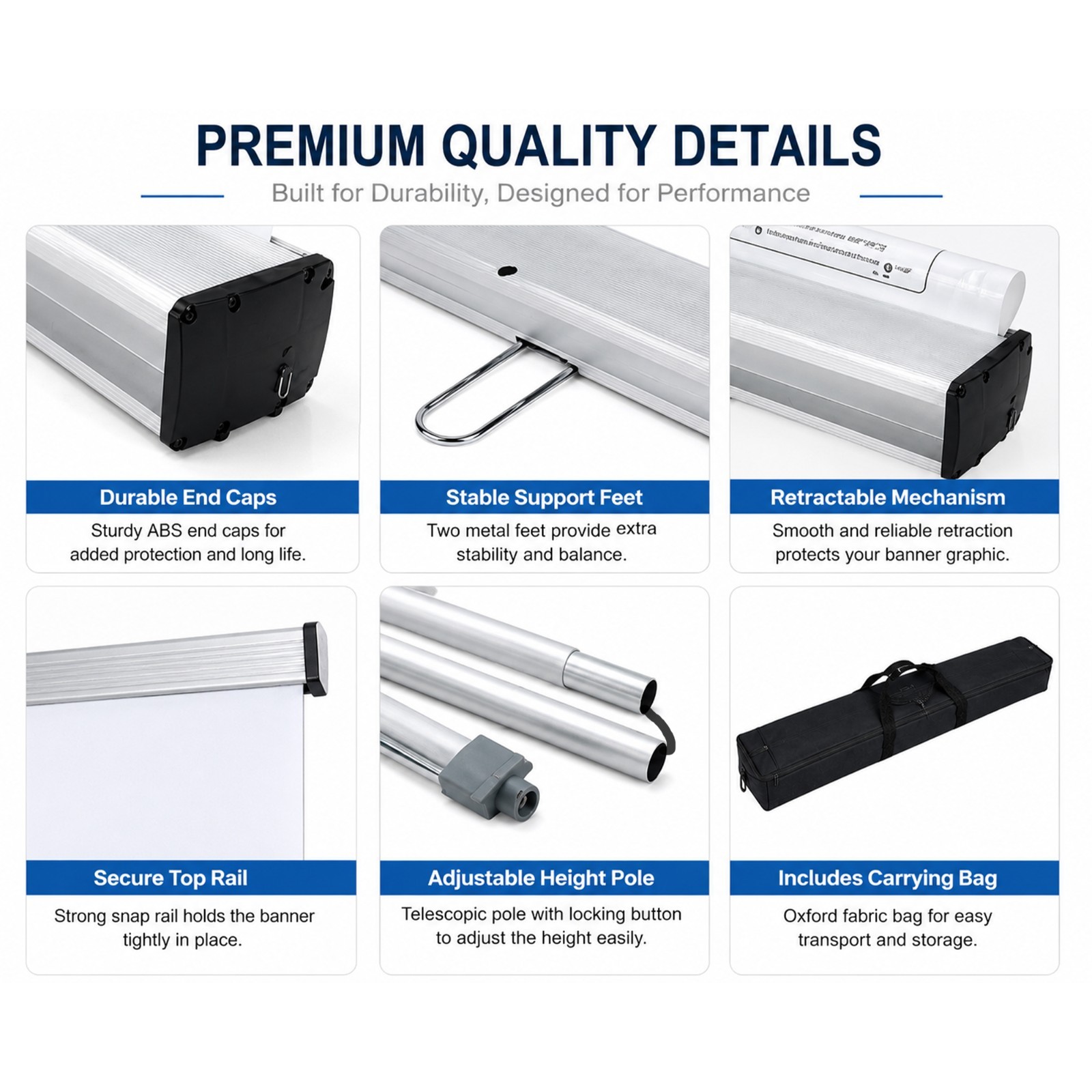 Heavy Duty Retractable Banner Stand Trade Show Banner Stand with Carrying Bag