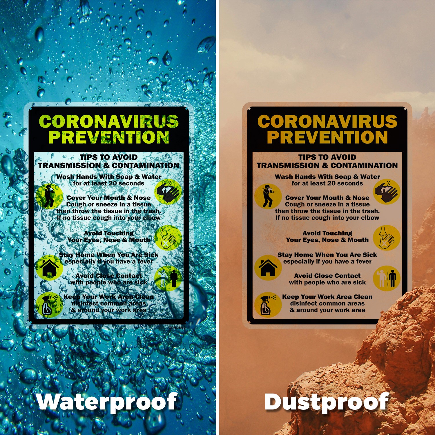 Coronavirus Prevention Tips To Avoid Transmission Public Safety Sign 5/10 Pack