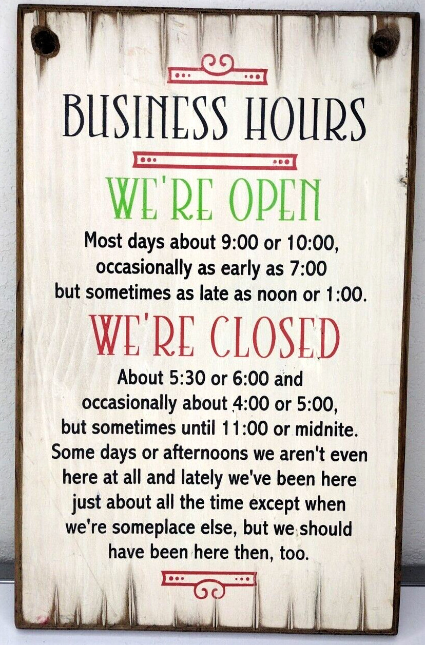 Business Hours Novelty 3/4&Prime; Solid Wooden Rustic Sign Open Closed 18&Prime; x 11.25&Prime;