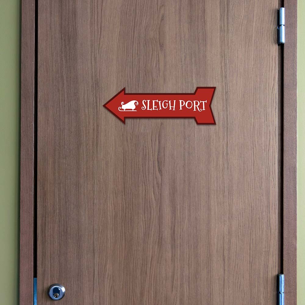 Arrow Shape Plus Sleigh Port 12×4&Prime; Wall or Door Sign | Christmas