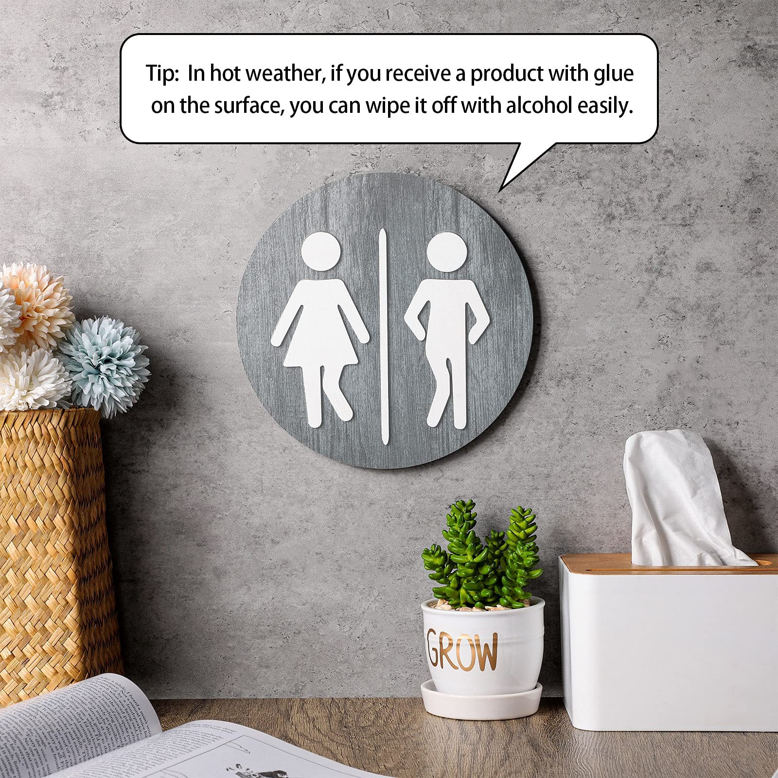 Wooden Bathroom Sign Unisex Restroom Rustic Men&rsquo;S and Women&rsquo;S Toilet Wall Signs