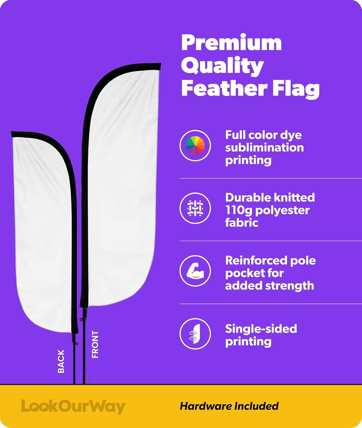 LookOurWay Feather Flag Pole Kit – 7 Feet Tall Advertising Flag Banner with Fibe