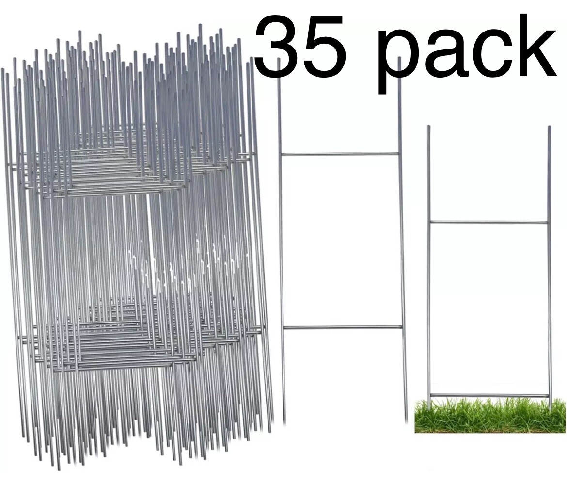 Sturdy Metal H Frame Wire 35 pack Step Stakes for Yard Signs(10 x 30 inch)