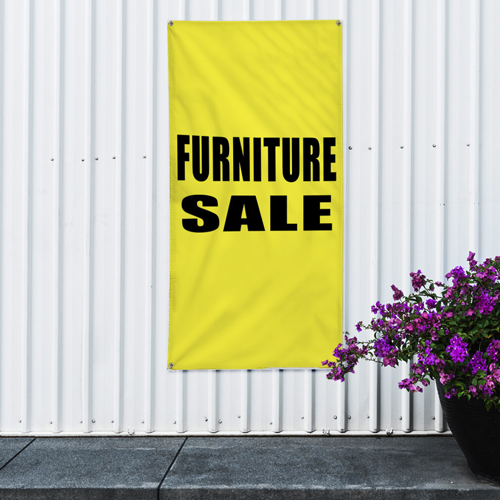 Vertical Vinyl Banner Multiple Sizes Furniture Deal Yellow Promotion Business