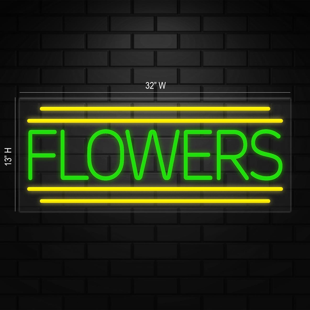 Flowers Sign for Business Displays | LED Flex Neon | 32&Prime;W x 13&Prime;H x 1&Prime;D